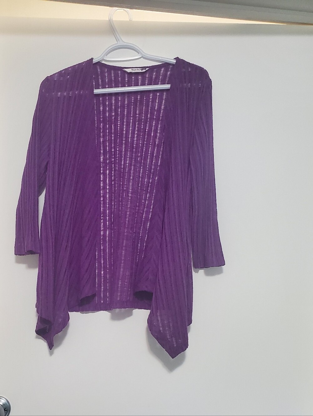 Tanjay Purple Open Front Cardigan Quater Sleeve  Size Medium Petite